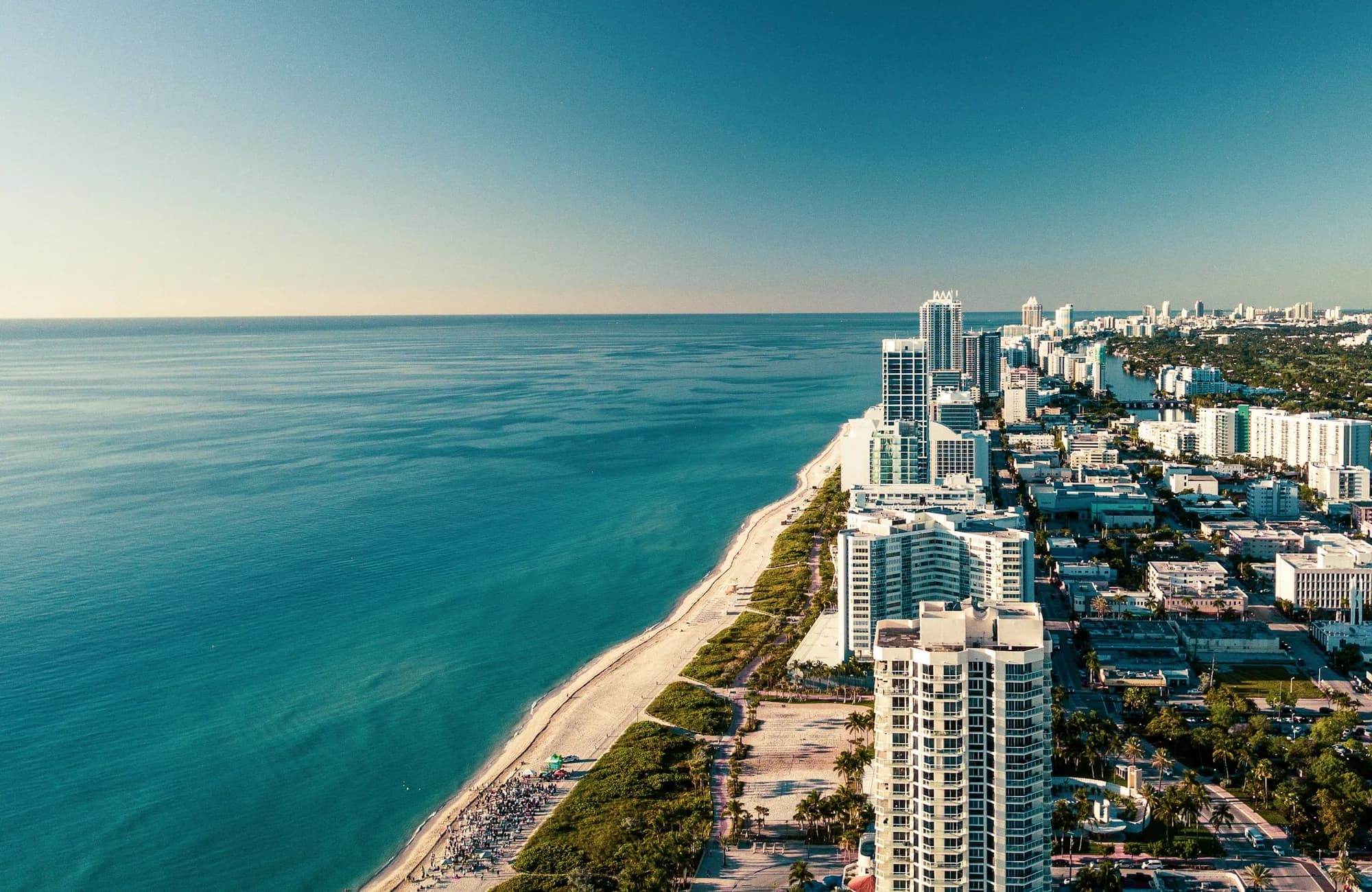 Miami high-rises and waterways seen from the air.